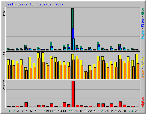 Daily usage for December 2007